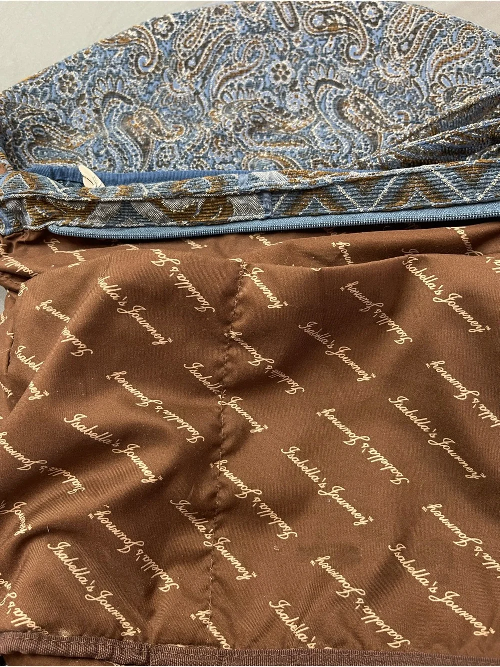 Isabella's Journey Blue Tapestry Bag X-Large Multi Section Excellent Condition